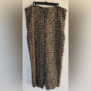 Lauren Ralph Lauren 100% Silk Leopard Print Wide Leg Pants Sz L